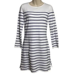 Sail‎ To Sable Long Sleeve White and Blue Striped Shirt Dress XS  (2586)